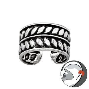Sterling Silver Leaf Pattern Ear Cuff – Textured No Piercing Wrap